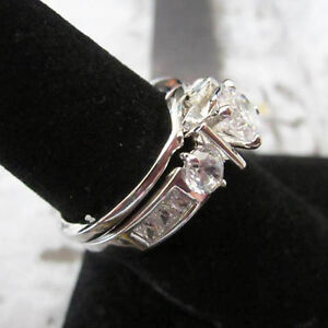 NEW Emerald Cut Silver Platinum Engagement Wedding Band Ring Size 9