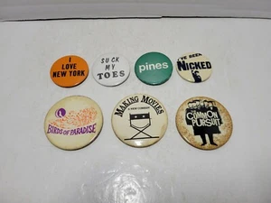 Vintage Various Assortment Lot of 7 Theater NYC Lapel Button Pin Set 2" & 3" - Picture 1 of 6