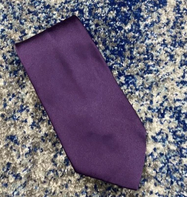 Corbata Ralph Lauren Etiqueta Púrpura Sólida Púrpura Satén Hecha a Mano Seda Inglaterra Foto 1 de 4