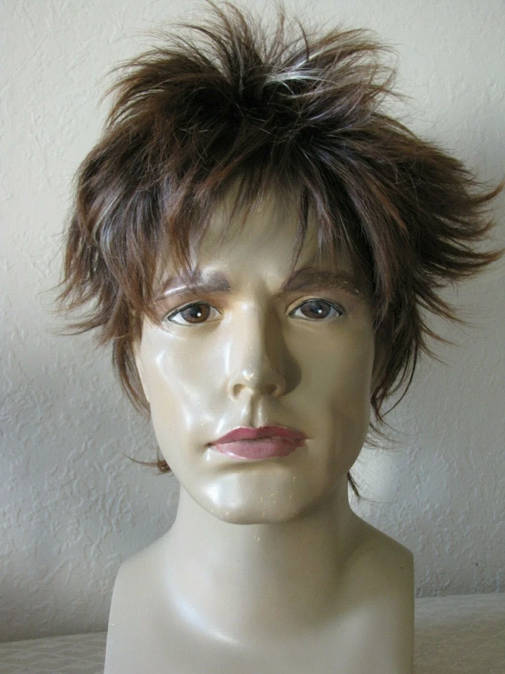 Spiky mans 摇杆 WIG - 温棕色 带条纹 - 优质合成 美国 — 第 1/1 张图片
