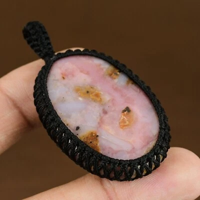 粉色蛋白石宝石吊坠手工珠宝微克拉姆吊坠女士礼物 — 第 1/4 张图片