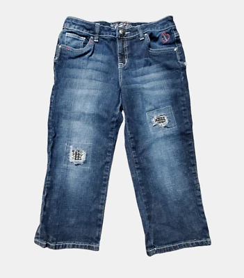 Pantalones de mezclilla rectos Monster High parche sintético tachonado niñas 16R calavera bordada Foto 1 de 4