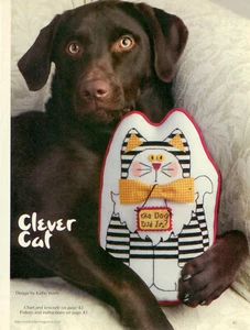 Clever Cat & Bargello Eyeglass Case Cross Stitch Magazine Patterns - 2 Designs - Picture 1 of 2