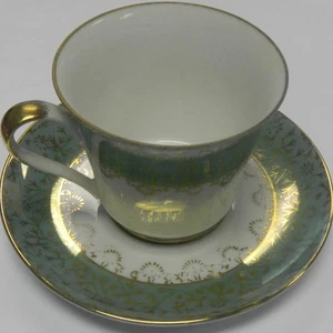 NAPCO GRÜN & GOLD TEETASSE & UNTERTASSE SET - Bild 1 von 12