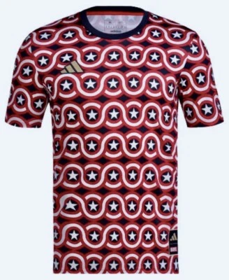 ADIDAS MLS 2023 Marvel Avengers Captain America PreMatch Soccer Jersey Mens - Image 1 of 4