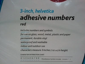 3" ZOLL ROTE VINYL KLEBENDE ZAHLEN HELVETICA PERMANENT  - Bild 1 von 4