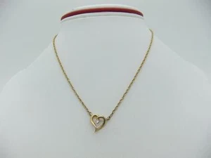Vintage 14K massives Gelbgold Perreti Stil Herz mit 2,5pt Diamant Halskette - Bild 1 von 1