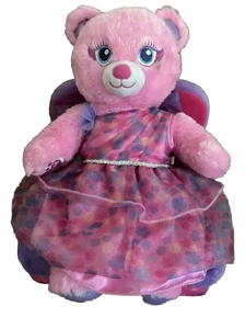Build A Bear Workshop rosa lila Plüsch Fee Bär + Klappstuhl / Bett Herzen - Bild 1 von 17