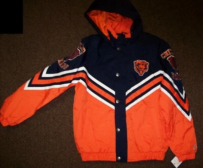 CHICAGO BEARS Starter Hooded "Field Commander" Jacket BLUE/ORANGE L XL 2X - Image 1 of 4
