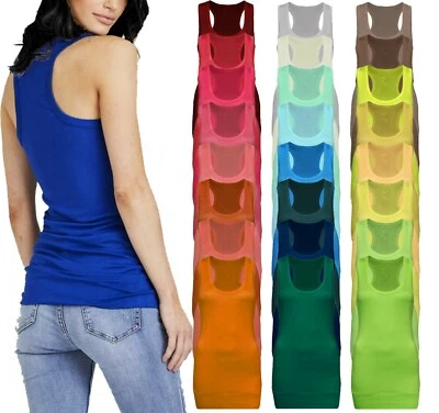 Damen Tank Top Racerback Ringerrücken Trägertop Trägershirt Rundhalz Unterhemd 2