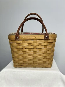 Longaberger 2003 Medium Boardwalk Korb Set - Orchard Park Plaid Reißverschluss Liner - Bild 1 von 6