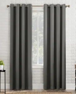 Sun Zero Broderick Theater Grade Blackout Curtains, 2-pack, Gray 52” x 96” OB - Picture 1 of 5