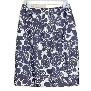 Boden Silk Floral Knee Length Skirt Gray White Size 12 Long EUC - Picture 1 of 12