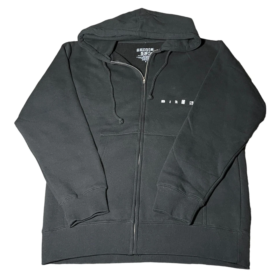 Travis Scott Birds Eye View Tour Full Zip Black Graphic Hoodie Men's Size S - Image 1 of 4