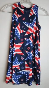 Vestido Amy Byer Niñas M Bandera EE. UU. Rojo Blanco Azul Solero Día de los Caídos 4 de Julio - Imagen 1 de 3