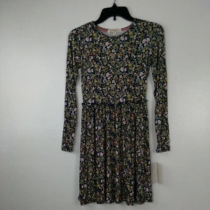 Rewind Dress Size XS Navy Floral Long Sleeve Skater Juniors Teen NWT - Picture 1 of 7