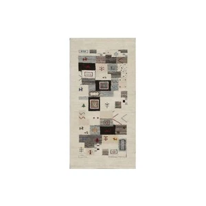 2'5"x4'9" White Animal Figurines Modern Pure Wool Hand Knotted Runner Rug R91318 - Picture 1 of 8