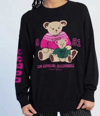 Suéter Tejido GUESS Originals Colleen Bear Negro Bordado Grande Foto 1 de 4