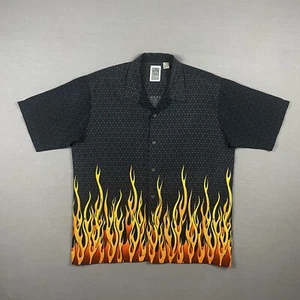 Camisa De Colección Y2K Llamas Botón Para Hombres Grande Gráfico Estampado Completo Patinador Rave Retro - Imagen 1 de 9
