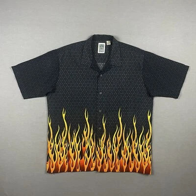 Camisa De Colección Y2K Llamas Botón Para Hombres Grande Gráfico Estampado Completo Patinador Rave Retro Foto 1 de 4