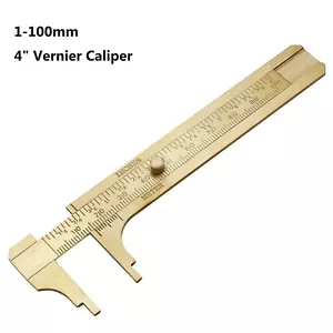4" Brass Pocket Vernier Caliper Ruler Sliding Gauge Double Scales Measuring Tool - Picture 1 of 7