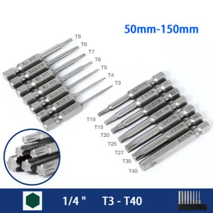 Solid Torx Bit Set Quick Change Connect Impact Driver Drill 1/4" inch T3  To T40 - Picture 1 of 17