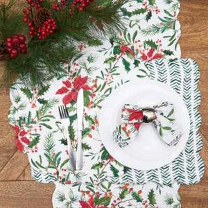 Manteles individuales rectangulares o redondos Silvia Poinsettia, o servilletas a juego - Juego de seis - Imagen 1 de 7