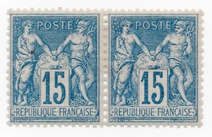 1877 - Francia - Valori del II tipo 15 c. azzurro coppia MH - Picture 1 of 2