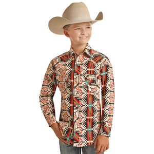 Panhandle® Youth Boy's Aztec Poplin Print Button Down RRBSOSRZ0Z-12 - Picture 1 of 2