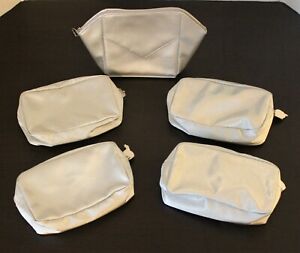 5 New Unused Silver La Prairie Cosmetic Bags (Make-up Pouches Clutch) Lot