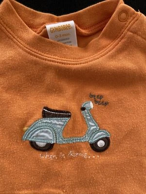 Gymboree Vintage 2006 Orange “When In Rome”Cotton Knit Romper-0-3 Mos - Image 1 of 4