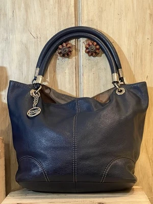 Bolso de Mano Lancel Paris 1876 Estilo Francés Cuero Azul Doble Handel  Foto 1 de 4