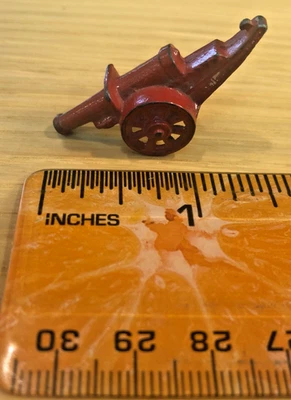 vtg ca 1930 METAL FIELD CANNON TOOTSIE TOY RED JAPANNING Cracker Jack - Image 1 of 4