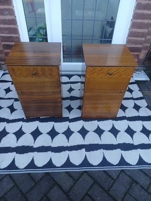 Pair of Vintage Uniflex Bedside Cabinets Cupboards Tables Can Deliver  - Image 1 of 4
