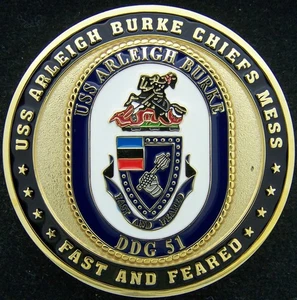 USS Arleigh Burke DDG 51 Chiefs Mess Challenge Coin - Bild 1 von 2