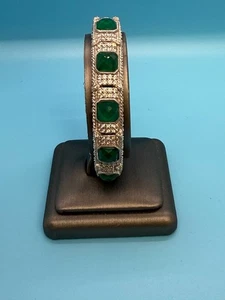 Judith Ripka Manschettenarmband 5 Kissenschliff facettiert grün Chalzedon - Bild 1 von 7