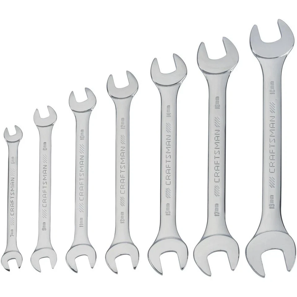 Craftsman CMMT44188 Chrome Vanadium Metric Standard Open End Wrench Set 7-Pc New - Image 1 of 3