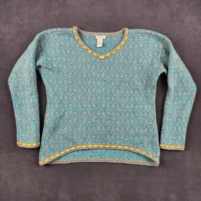 Suéter Sundance Mujer Grande Azul Gris Cuello en V Tejido Pullover Mezcla de Lana DEFECTUOSO Foto 1 de 4