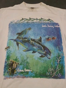 VINTAGE ONEITA Jack's Night Diving Locker Shirt Men's Medium White  - Picture 1 of 7