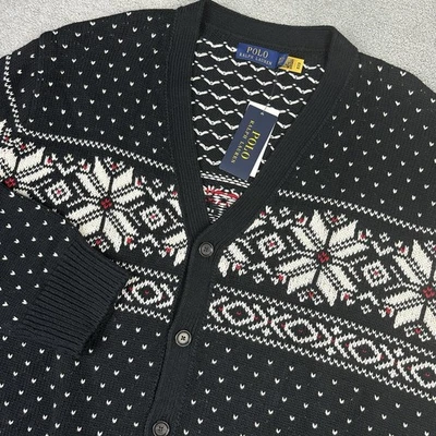 Polo Ralph Lauren Sweater Mens 3XLT Cardigan Nordic Birds Eye Cashmere Blend NEW - Image 1 of 4