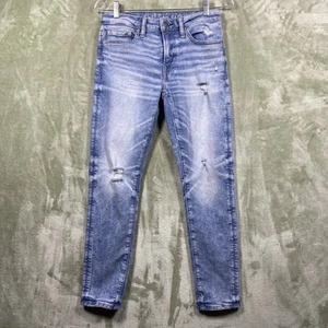 American Eagle Jeans Mens 26x28 Blue AirFlex+ Athletic Skinny Distressed Stretch - Picture 1 of 11