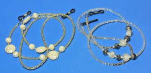 2 catenine uniche classiche metà XX secolo perle di vetro occhio catenine ciascuna 24" - Foto 1 di 8