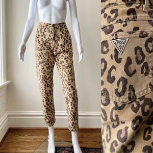 Vintage Guess Georges Marciano Leopard Denim Jeans 27w 90s Rare EUC - Picture 1 of 8