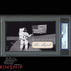 Carta personalizzata firmata Alan Shepard taglio 3x5 PSA DNA Slab Moonwalker Auto C4123 - Foto 1 di 2