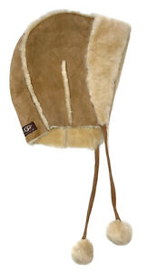 UGG Shearling Sheepskin Leather Chestnut Trapper Hat Womens One Size