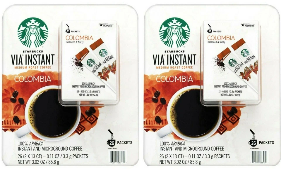 2 x Starbucks VIA Instant Colombia Coffee Medium Roast 26 ct Each, Total 52 ct - Image 1 of 4