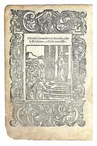 Stampa old print I giudei vollero libero Barabba e Gesù crocifisso A. Da Castell - Imagen 1 de 2