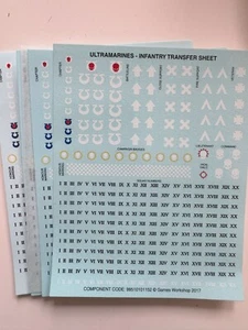 Space Marines Ultramarine Infantry Transfer Sheet - Picture 1 of 1