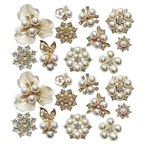22 Pieces Pearl Rhinestone Buttons Rhinestone Faux Pearl Embellishments Pearl - Picture 1 of 6