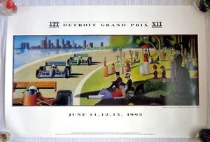 1993 Detroit Grand Prix XII 12 Poster IndyCar CART Danny Sullivan Belle Isle VG! - Picture 1 of 4